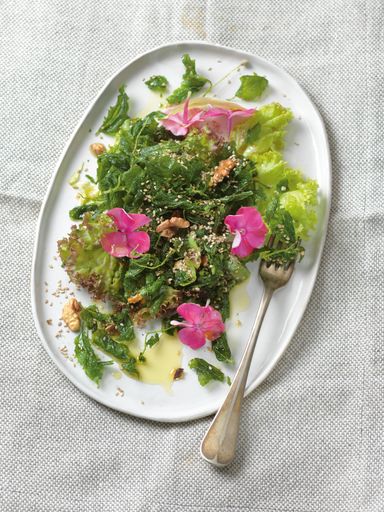 Bild aus dem Kochbuch "Kochen mit der Kraft der Natur - Wie die
Liebe in den Kochtopf kommt" - Brennnesselsalat