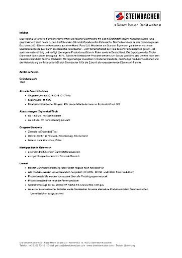 Vorschau Bild von Bilanz-Kennzahlen Steinbacher Dämmstoffe