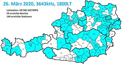 Erreichte Bezirke in Österreich