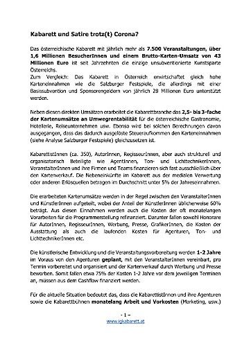 Vorschau Bild von Maßnahmenkatalog der IG Kabarett