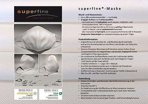 Vorschau Bild von Produktflyer und Pflegeansweisungen