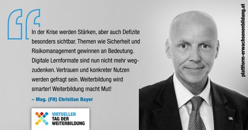 Vorschau Bild von Mag. Christian Bayer über das "neue Normal" in der
Erwachsenenbildung