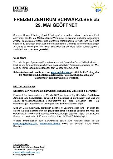 Vorschau Bild von Freizeitzentrum Schwarzlsee Eröffnung