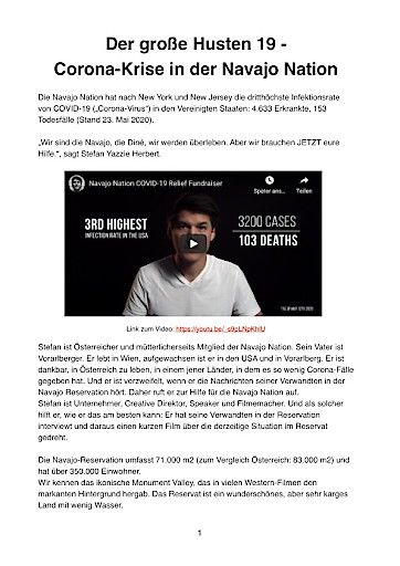 Vorschau Bild von der ganze Artikel "Der große Husten 19 -  Corona-Krise in der Navajo Nation"