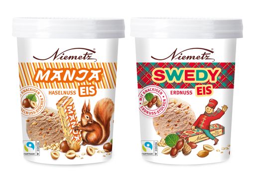 Vorschau Bild von Produktinnovation: Swedy und Manja als Eis. Mit
100% FAIRTRADE-zertifiziertem Kakao herstellt und in 100% biologisch
abbaubaren und kompostierbaren Eisbechern erhältlich, die aus
nachwachsenden Rohstoffen in Österreich produziert werden.