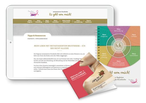 „Es geht um mich!“-Handbuch und Website
www.esgehtummich.at. Beide Ressourcen stehen ab sofort in einer
Neuauflage für Patient*innen mit fortgeschrittener
Brustkrebs-Erkrankung als persönlicher Ratgeber und Begleiter zur
Verfügung.