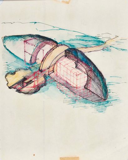 Vorschau Bild von Raimund Abraham, „House with Two Halves. 10
Houses“, 1972; Tusche auf Papier Privatsammlung