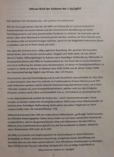 Offener Brief der Miliz Teil 1