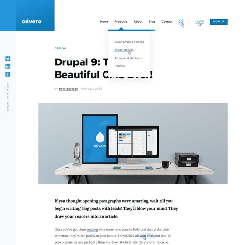 Vorschau Bild von Olivero - a new default front-end theme for Drupal
with a modern look and feel