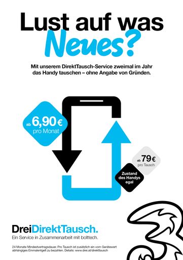 Österreich-Premiere: Drei und bolttech starten
Direkttausch-Service.