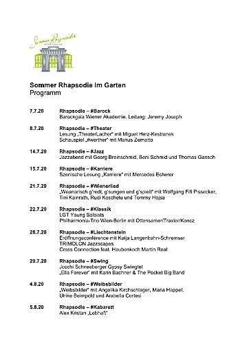  Das Programm der Sommer Rhapsodie im Detail
