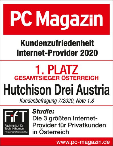 Drei Gesamtsieger PC Magazin Kundenzufriedenheit
Internetanbieter