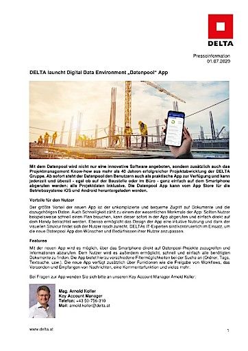 Vorschau Bild von Pressemeldung zum Launch der Datenpool App