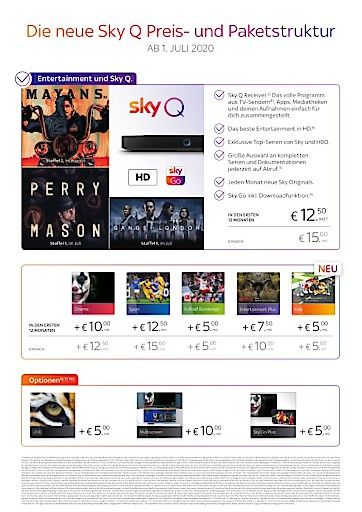 Sky mit neuer Preis- und Paketstruktur. Mehr Unterhaltung, mehr Transparenz und Flexibilität!
