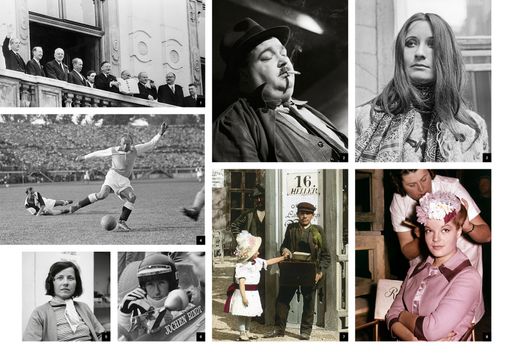 Fotocollage: 1 Staatsvertrag, Credit: Votava /
Imagno / picturedesk.com 2 Helmut Qualtinger, Credit: Barbara Pflaum
/ Imagno / picturedesk.com 3 Elfriede Jelinek, Credit: Otto Breicha
/ Imagno / picturedesk.com 4 Fußballspieler Matthias Sindelar,
Credit: Votava / Imagno / picturedesk.com 5 Maria Lassnig, Credit:
Otto Breicha / Imagno / picturedesk.com 6 Jochen Rindt, Credit:
Votava / Imagno / picturedesk.com 7 Der Planetenverkäufer, Credit:
Öst. Volkshochschularchiv / Imagno / picturedesk.com 8 Romy
Schneider, Credit: Votava / Imagno / picturedesk.com