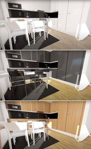  Wohnungskäufer*innen können direkt im 3D-Modell
Ausstattungen und Preise vergleichen und die Bemusterung abwickeln.