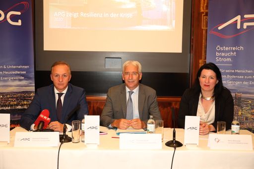 v.l.n.r. Gerhard Christiner (technischer Vorstand
APG), Thomas Karall (kaufmännischer Vorstand APG, Anna Kleissner
(Vorstand ECONOMICA-Institut)