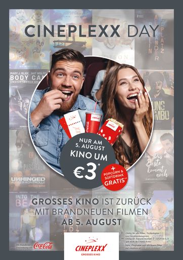 Vorschau Bild von Cineplexx Day am 5. August: GROSSES KINO zur Wiedereröffnung
