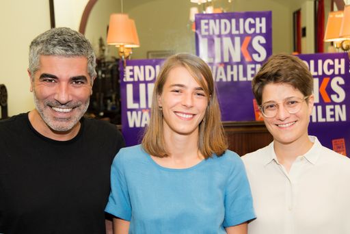 BILD zu OTS - Die Spitzenkandidat*innen der neuen
Partei LINKS, Anna Svec, Angelika Adensamer und Can Gülcü, auf der
heutigen Pressekonferenz über den kommenden Wien-Wahlkampf.