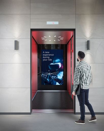 Die Fahrzeit des Aufzugs gut genutzt: Der Schindler
Ahead AdScreen bewirbt Ihre Produkte und Dienstleistungen einfach
und effizient. Welcher Inhalt zu welcher Zeit gezeigt wird,
bestimmen Sie ganz einfach mit einem Klick.