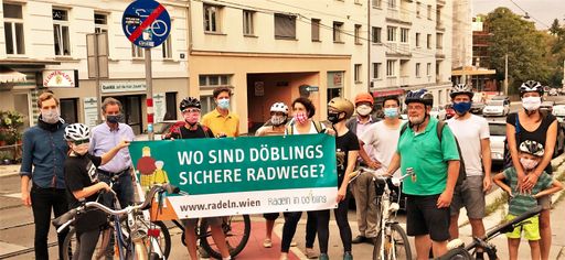 Vorschau Bild von Ob junge oder ältere Menschen - sie fordern endlich sichere
Radwege in Döbling - hier auf der Billrothstraße.