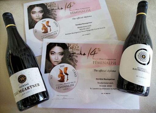  Jungwinzerin Katharina Baumgartner (22) aus
Untermarkersdorf im Weinviertel gewinnt in Paris Gold für den St.
Laurent 2019 und den Blauen Burgunder Grande Reserve 2017.