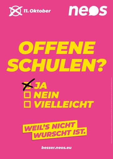 Vorschau Bild von Plakat offene Schulen, NEOS Wien, Wien.Wahl 2020
