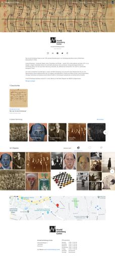 Website Google Arts & Culture Sammlung "Arnold
Schönberg Center"