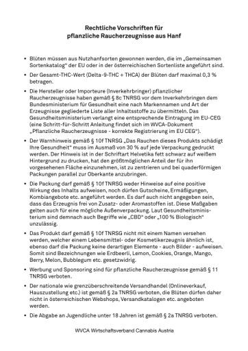  Rechtliche Vorschriften für pflanzliche Raucherzeugnisse aus Hanf