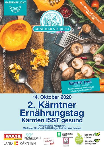 Einladung zum 2. Kärntner Ernährungstag am
14.10.2020 in Klagenfurt.