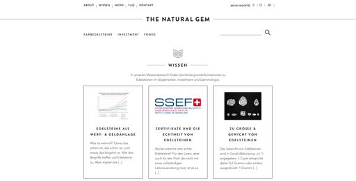 Vorschau Bild von Screenshot Webseite THE NATURAL GEM