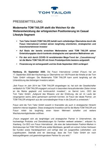 Vorschau Bild von Modemarke TOM TAILOR stellt die Weichen für die Weiterentwicklung der erfolgreichen Positionierung im Casual Lifestyle Segment