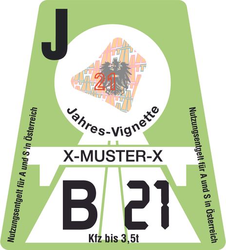 Vignettenpreise 2021. Die neue Klebevignette ist
Apfelgrün.