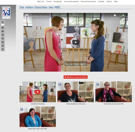 Vorschau Bild von Auf der neuen Webseite von Europa Donna Austria
erzählen Brustkrebs-Betroffene ihre Geschichten. Sie machen damit
anderen betroffenen Frauen Mut und zeigen, dass es ein Leben trotz
dieser Erkrankung gibt.