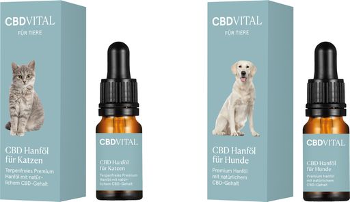  Die neuen und einzigartigen CBD VITAL Hanföle mit
CBD für Tiere.