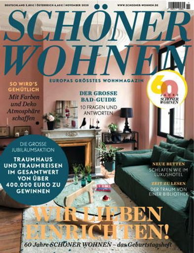 Die SCHÖNER WOHNEN Geburtstagsausgabe 11/2020 (EVT: 7.10.2020) /
Weiterer Text über ots und www.presseportal.de/nr/41298 / Die
Verwendung dieses Bildes ist für redaktionelle Zwecke honorarfrei.
Veröffentlichung bitte unter Quellenangabe: "obs/Gruner+Jahr,
SCHÖNER WOHNEN/Cover SCHÖNER WOHNEN 11/2020"