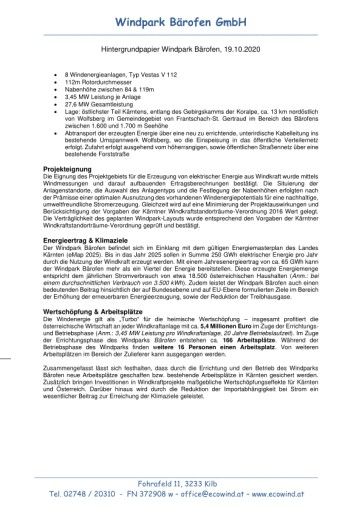 Hintergrundpapier zum Windpark Bärofen