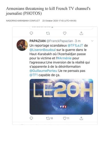 Vorschau Bild von Journalist des französischen Senders "TF1"
erhielten Todesdrohungen von Armeniern.