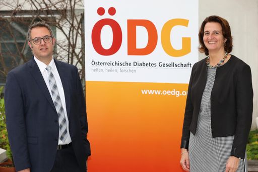  https://www.apa-fotoservice.at/galerie/24203 Im Bild v.l.n.r.:
Assoz.-Prof. Priv.-Doz. Dr. Harald Sourij (Stv. Abteilungsleiter der
Klinischen Abteilung für Endokrinologie und Diabetologie an der
Medizinischen Universität Graz und Erster Sekretär der ÖDG) und
Univ. Prof.in Dr.in Susanne Kaser (Stv. Direktorin
Universitätsklinik für Innere Medizin I der Medizinischen
Universität Innsbruck und Präsidentin der ÖDG)