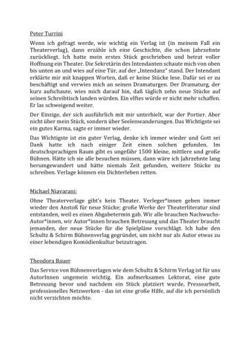  DramatikerInnen erheben ihre Stimme für die Bühnenverlage
