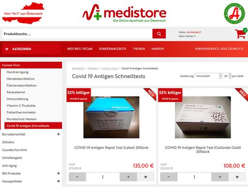  COVID 19 Antigen-Schnelltests ab 4,20 Euro/Stück
für zu Hause bestellbar.
