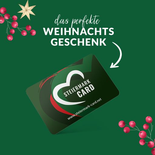 Die ganze Steiermark, gemeinsame Zeit und
unvergessliche Erinnerungen auf einmal schenken? Das geht nur mit
der Steiermark-Card!