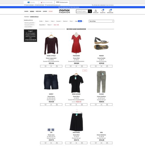 Vorschau Bild von Second Hand Onlineshop momox fashion Desktop / Weiterer Text über
ots und www.presseportal.de/nr/71973 / Die Verwendung dieses Bildes
ist für redaktionelle Zwecke honorarfrei. Veröffentlichung bitte
unter Quellenangabe: "obs/momox GmbH"