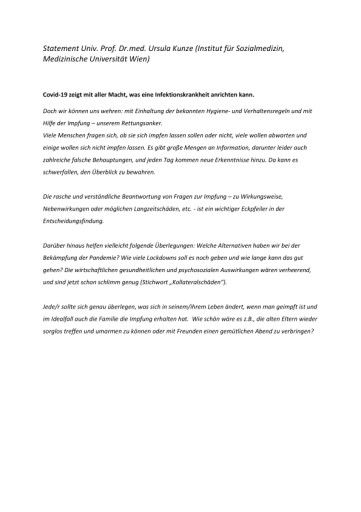 Vorschau Bild von Statement Prof. Kunze