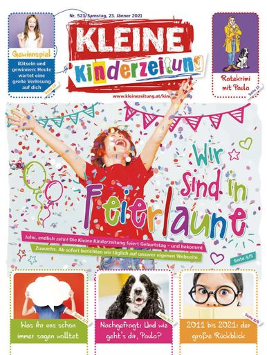 Vorschau Bild von Titelseite Geburtstagsausgabe Kleine Zeitung
Kinderzeitung