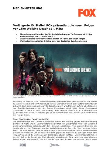 Vorschau Bild von Verlängerte 10. Staffel: FOX präsentiert die neuen Folgen von "The Walking Dead" ab 1. März (FOTO)