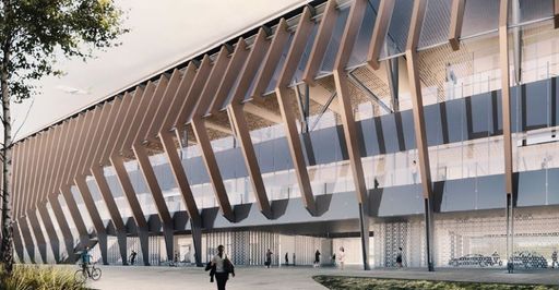Rendering Bahnhof Rail Baltica am Flughafen Riga