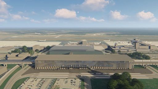 Vorschau Bild von Rendering Bahnhof Rail Baltica am Flughafen Riga