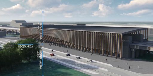 Vorschau Bild von Rendering Bahnhof Rail Baltica am Flughafen Riga