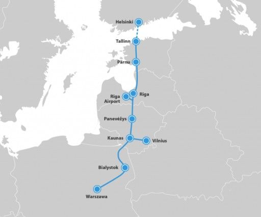Vorschau Bild von Rail Baltica: künftige Streckenführung von Warschau bis Helsinki